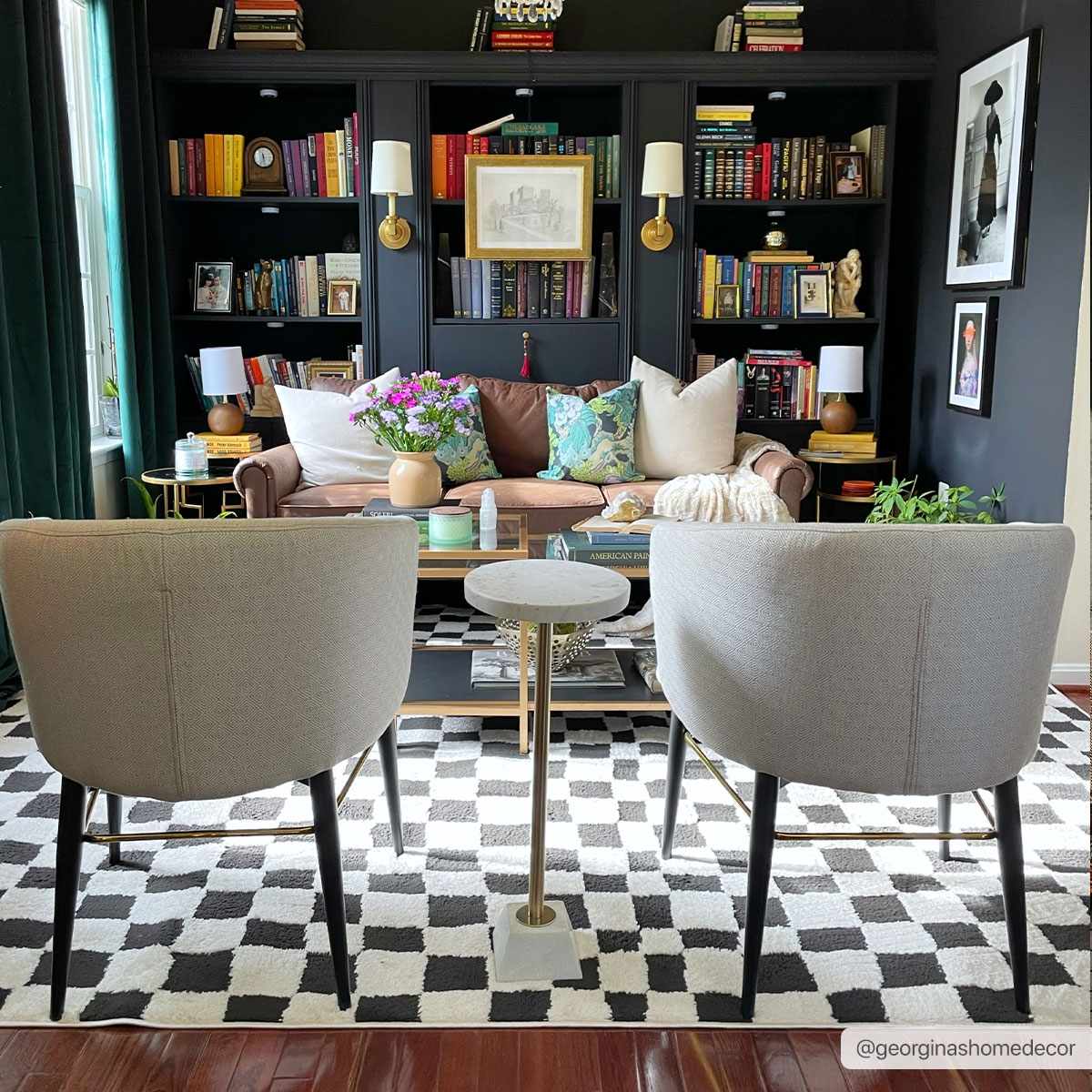 Lajos Black & White Checkered Plush Rug by Boutique Rugs