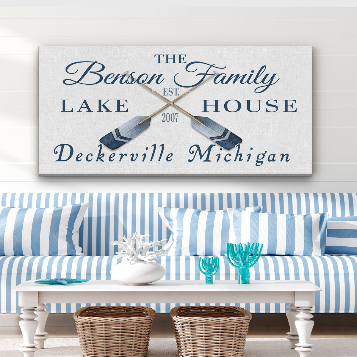 Longitude Latitude Personalized Coordinates Sign, With, Rustic Oars Paddles
