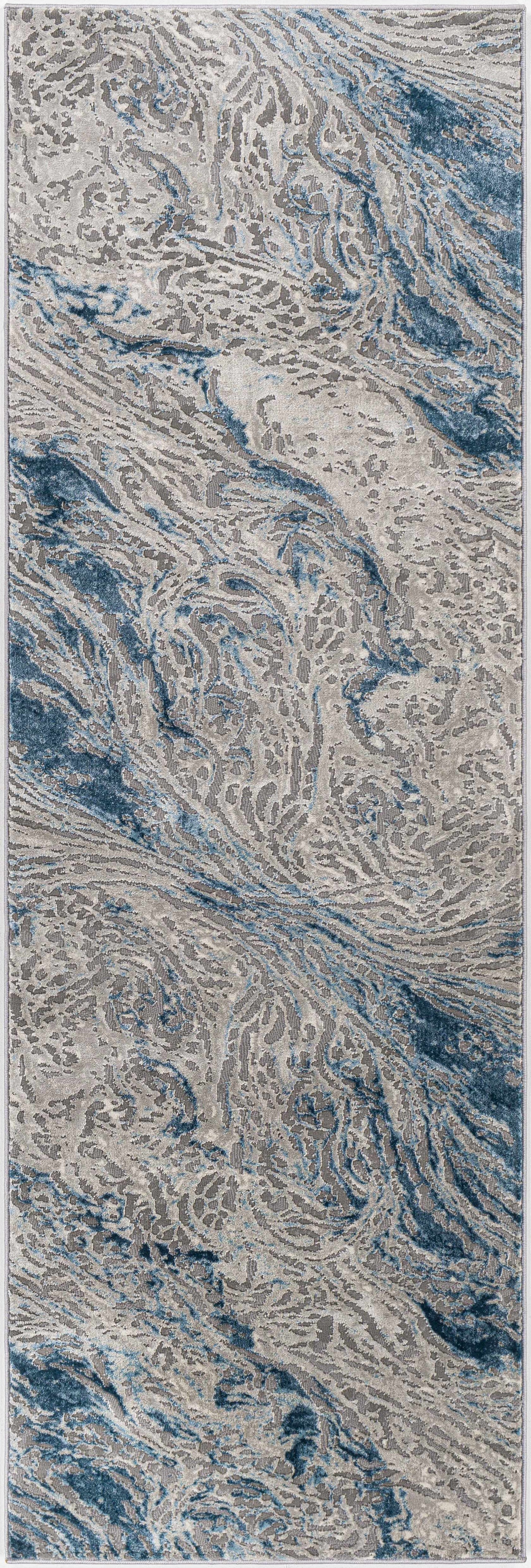 Lambton Blue Marble Area Rug - Clearance by Boutique Rugs