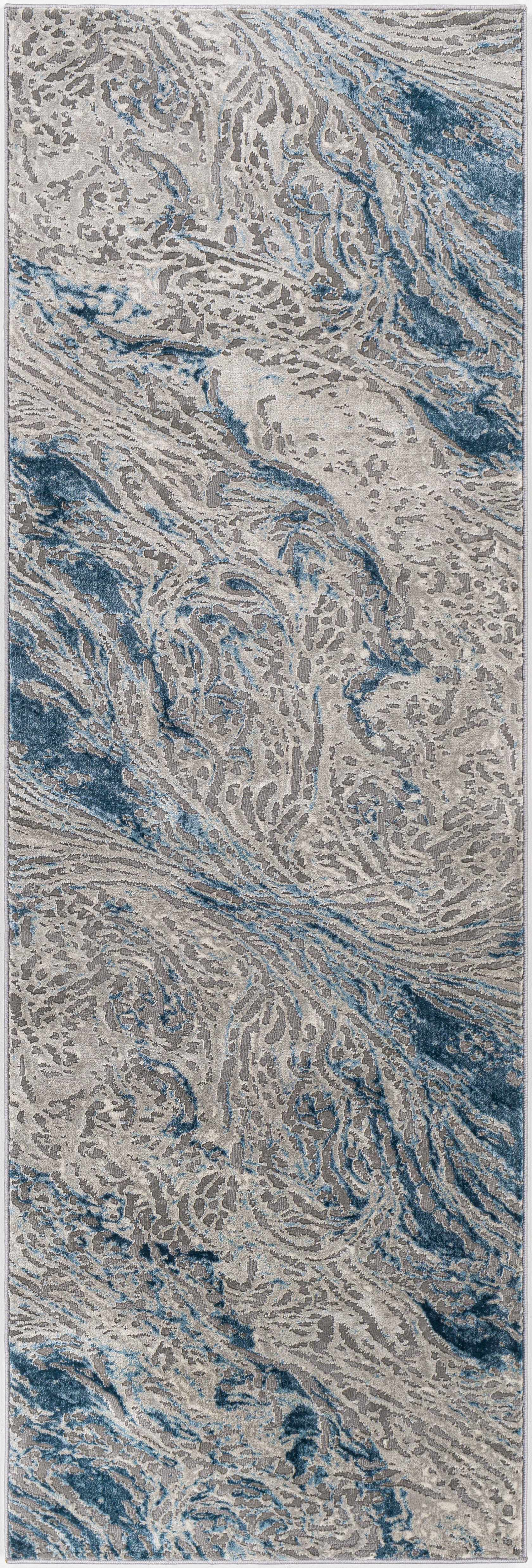 Lambton Blue Marble Area Rug - Clearance by Boutique Rugs