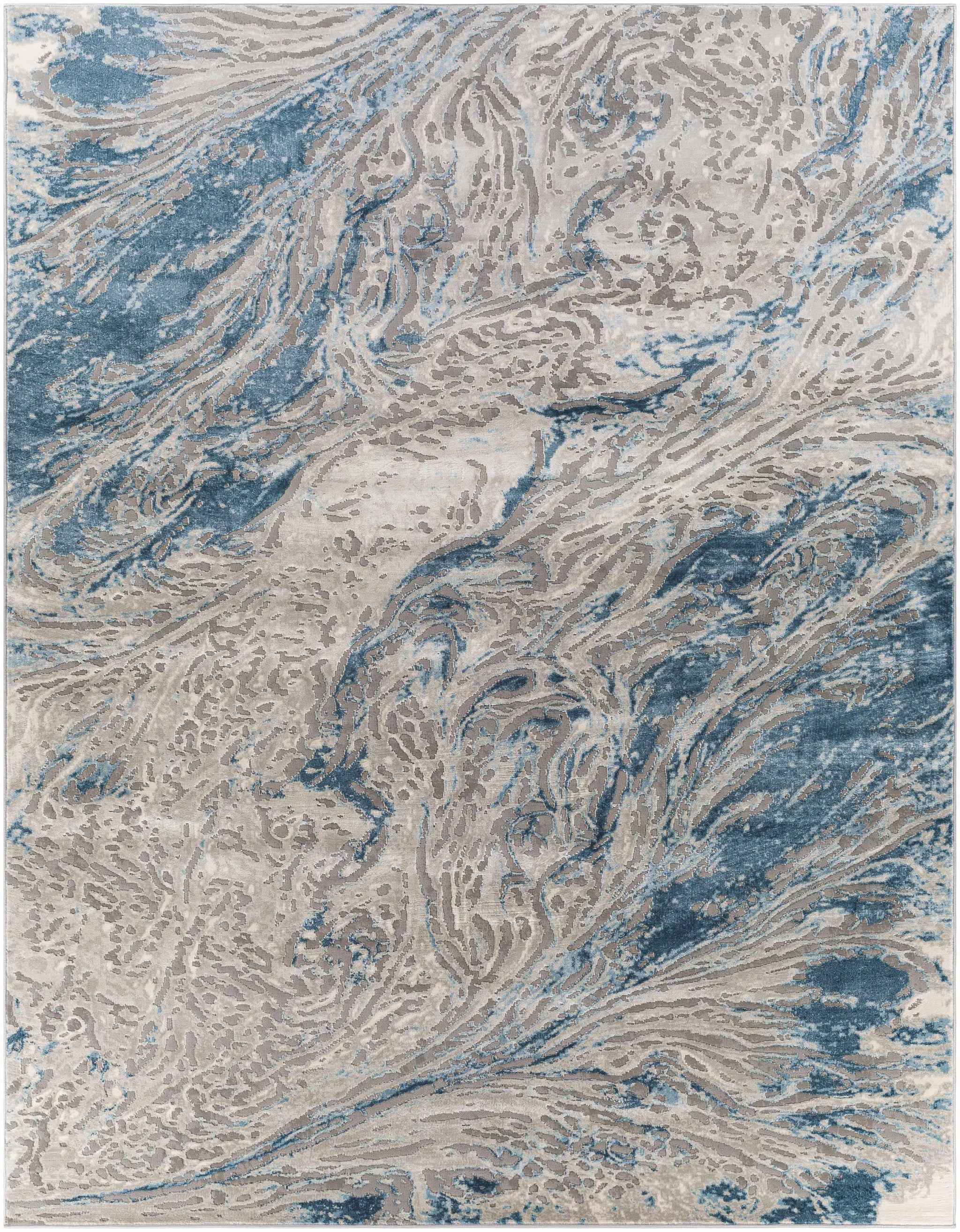 Lambton Blue Marble Area Rug - Clearance by Boutique Rugs
