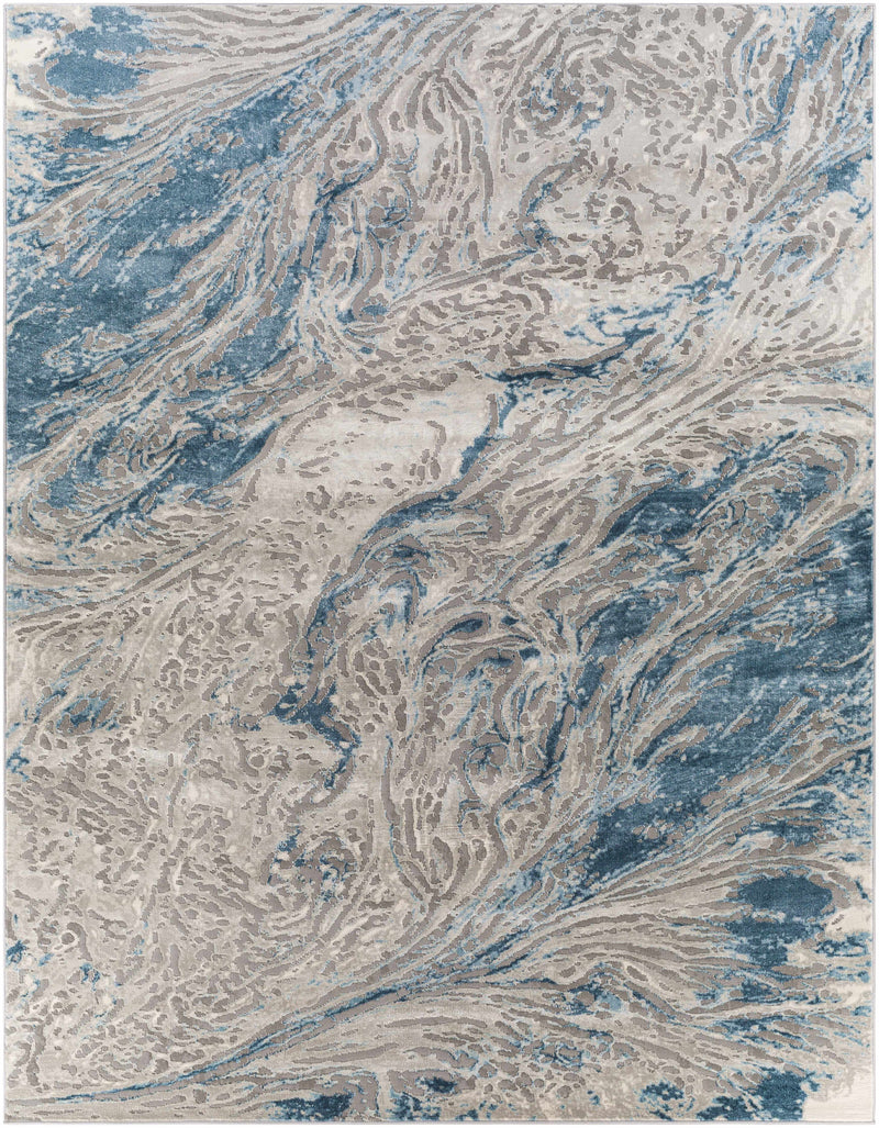 Lambton Blue Marble Area Rug - Clearance by Boutique Rugs