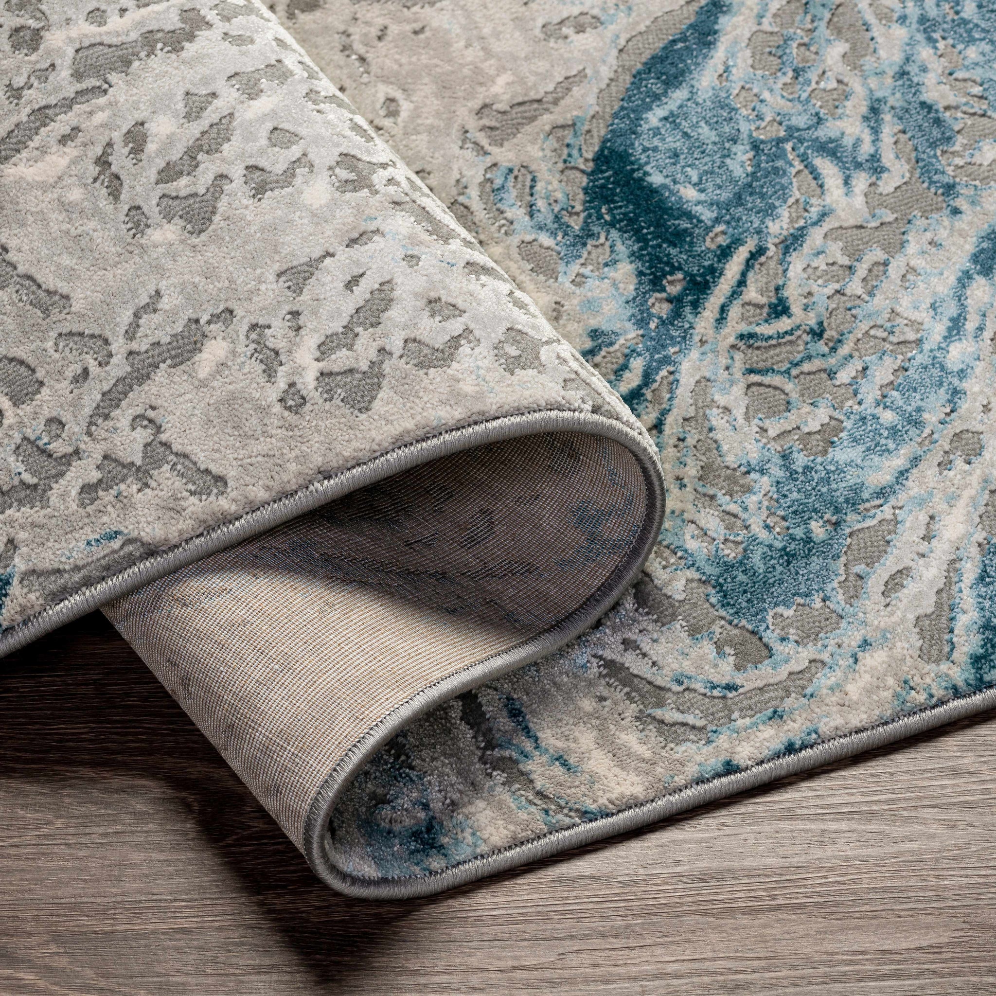Lambton Blue Marble Area Rug - Clearance by Boutique Rugs