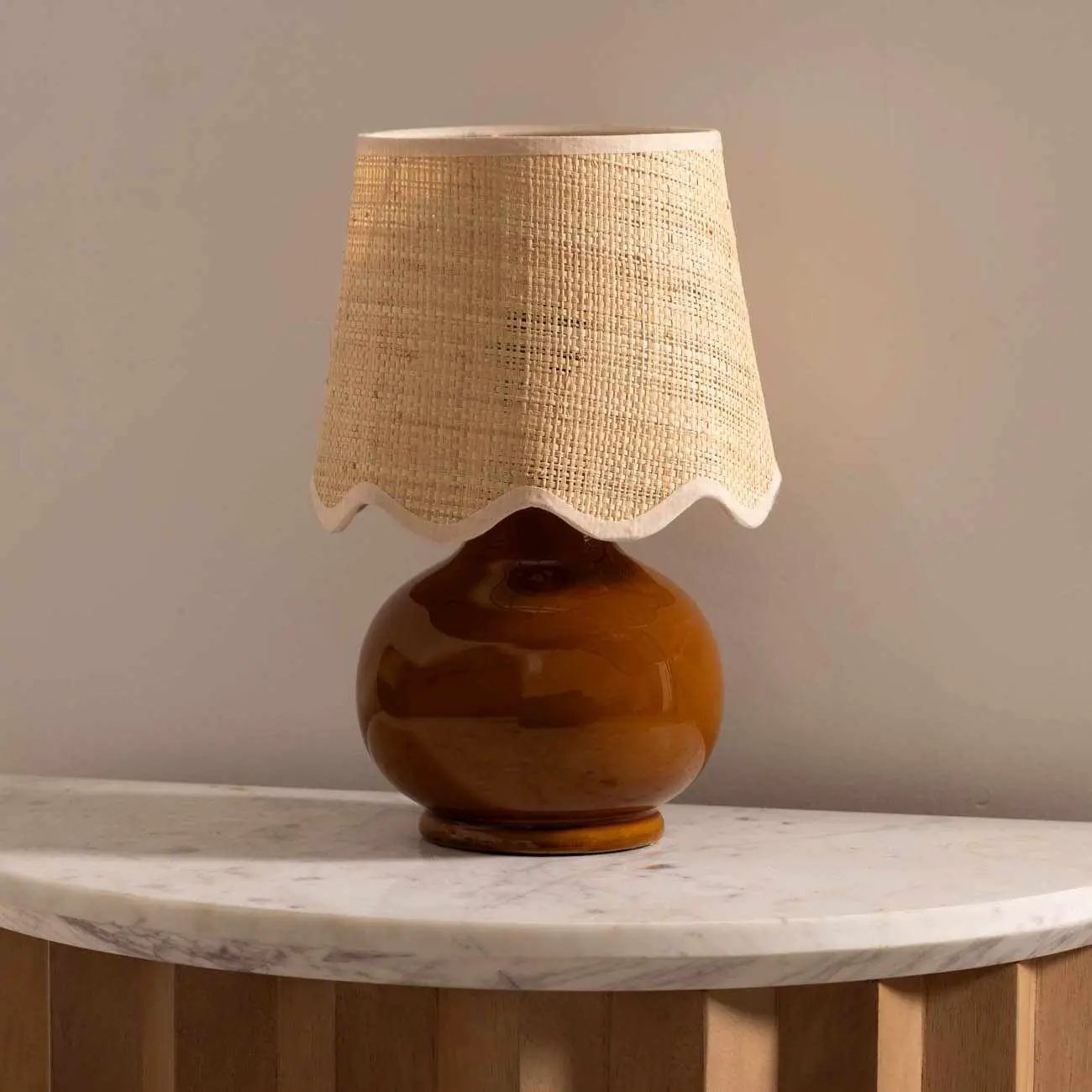 Wokila Tan Solid Ceramic Table Lamp by Boutique Rugs