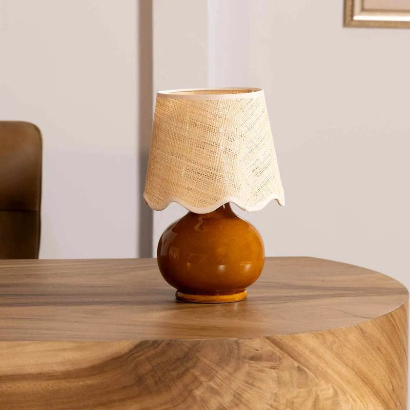 Wokila Tan Solid Ceramic Table Lamp by Boutique Rugs