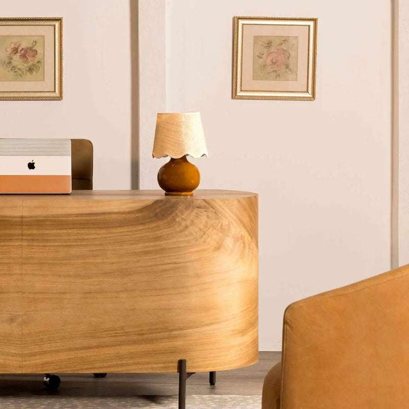Wokila Tan Solid Ceramic Table Lamp by Boutique Rugs