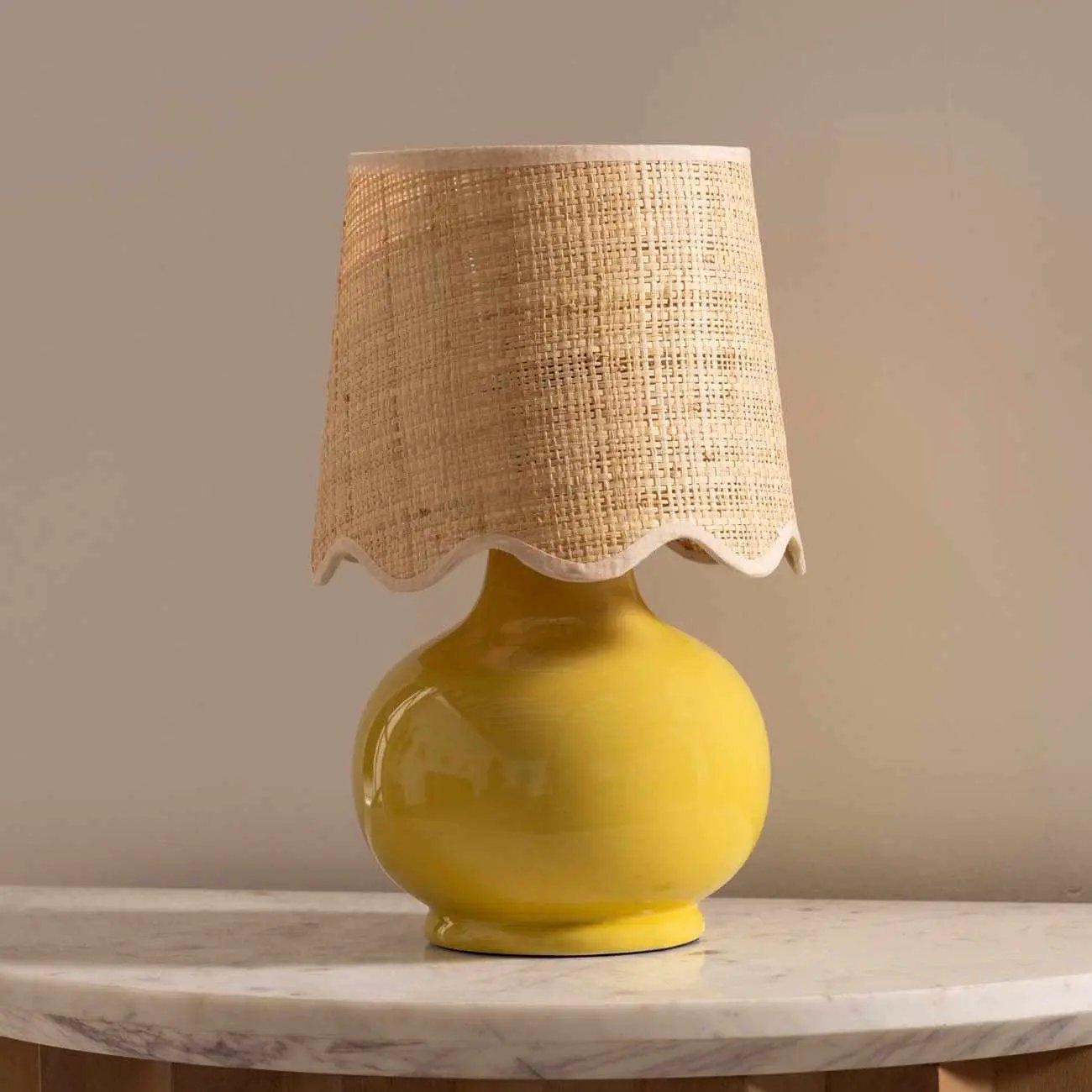Nesuo Yellow Ceramic Table Lamp by Boutique Rugs