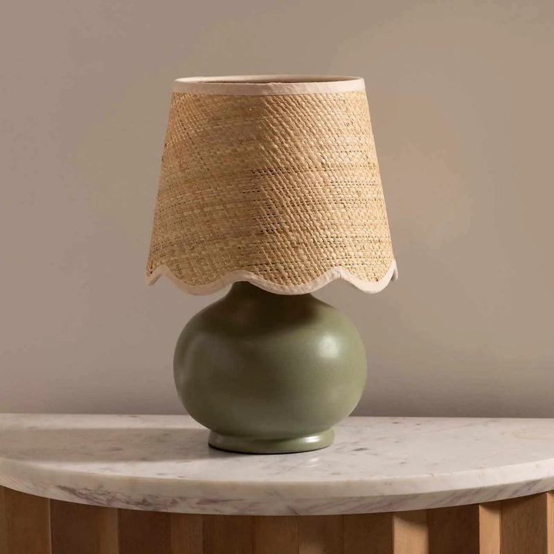 Kupua Green Solid Ceramic Table Lamp by Boutique Rugs