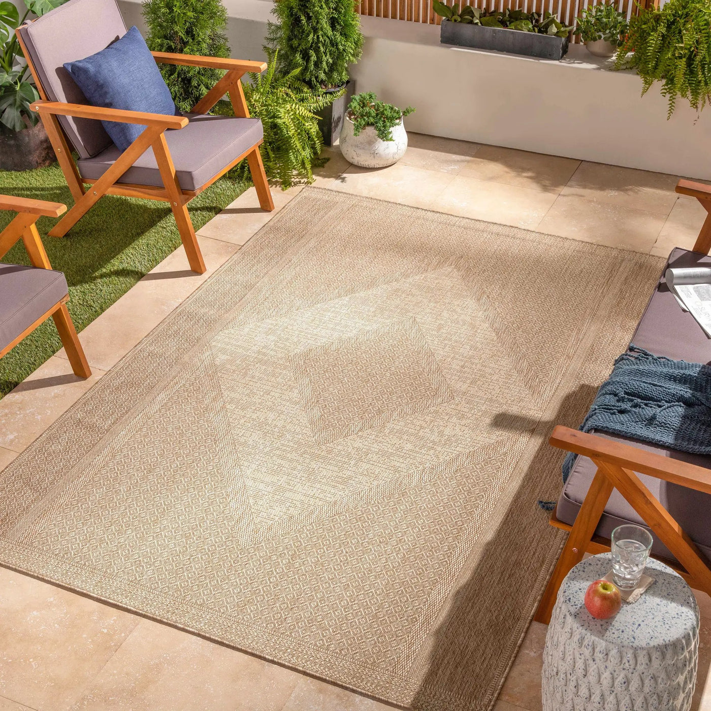 Hazar Beige Outdoor Area Rug - Clearance by Boutique Rugs