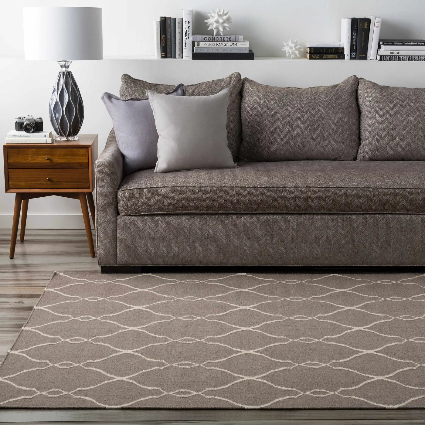 Lamy Beige Trellis Wool Rug - Clearance by Boutique Rugs