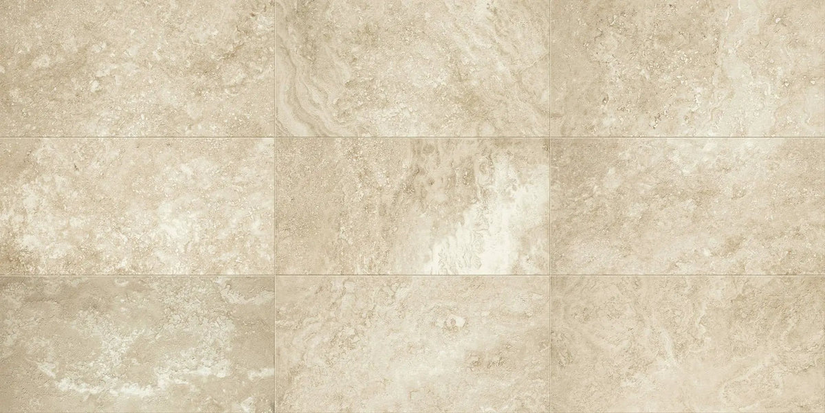 Trail Cross Cut Beige Bullnose Travertine Look Porcelain Moldings 3x24 by landmarkceramics