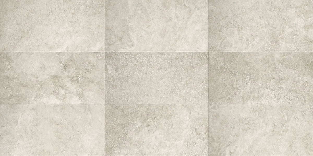 Trail Cross Cut Grey Travertine Look Porcelain Tiles 24x48 by landmarkceramics