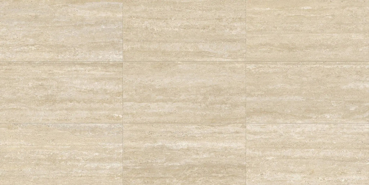 Trail Vein Cut Beige Bullnose Travertine Look Porcelain Moldings 3x24 by landmarkceramics
