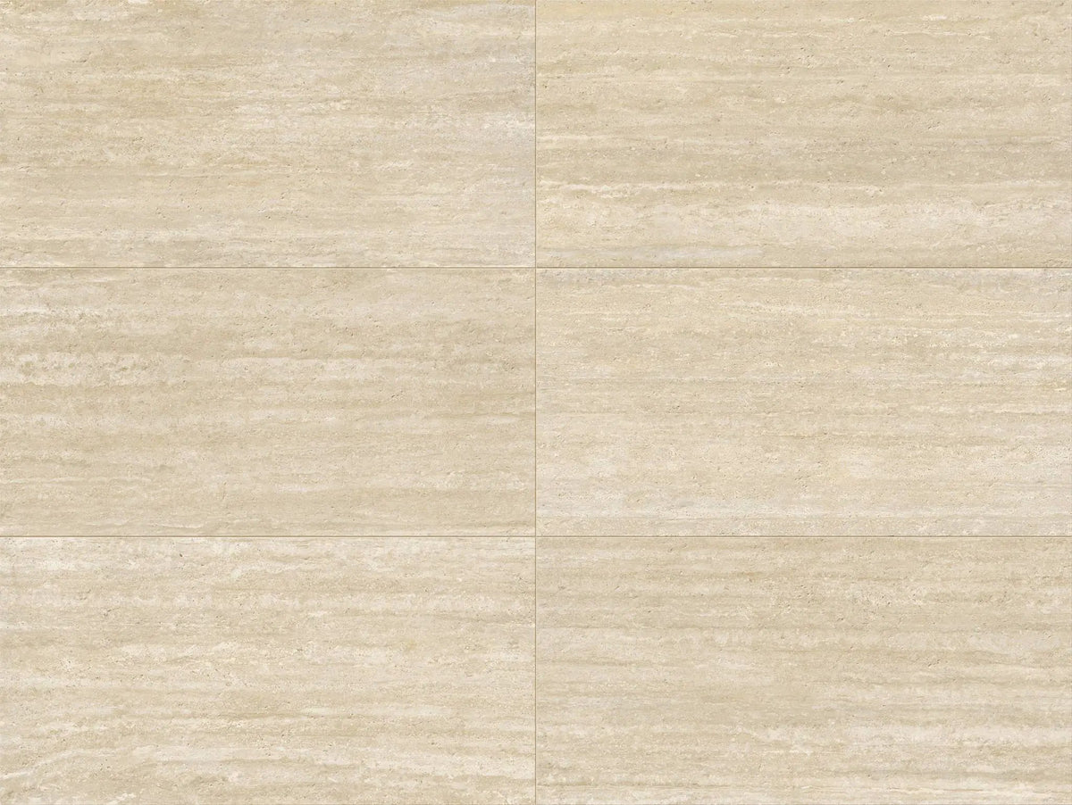 Frontier20 Travertine Vein Cut Beige Look Porcelain Pavers 24x48 by landmarkceramics