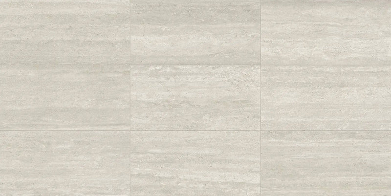 Trail Vein Cut Grey Travertine Look Porcelain Tiles 12x24 by landmarkceramics
