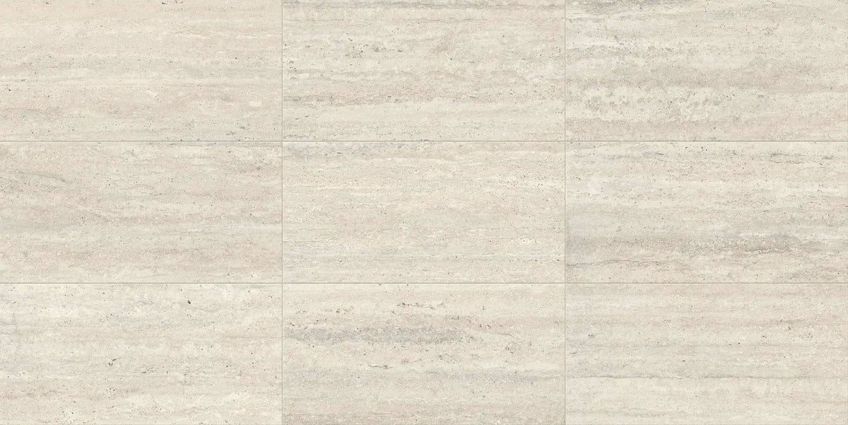 Trail Vein Cut Pearl Travertine Look Porcelain Tiles 12x24 by landmarkceramics
