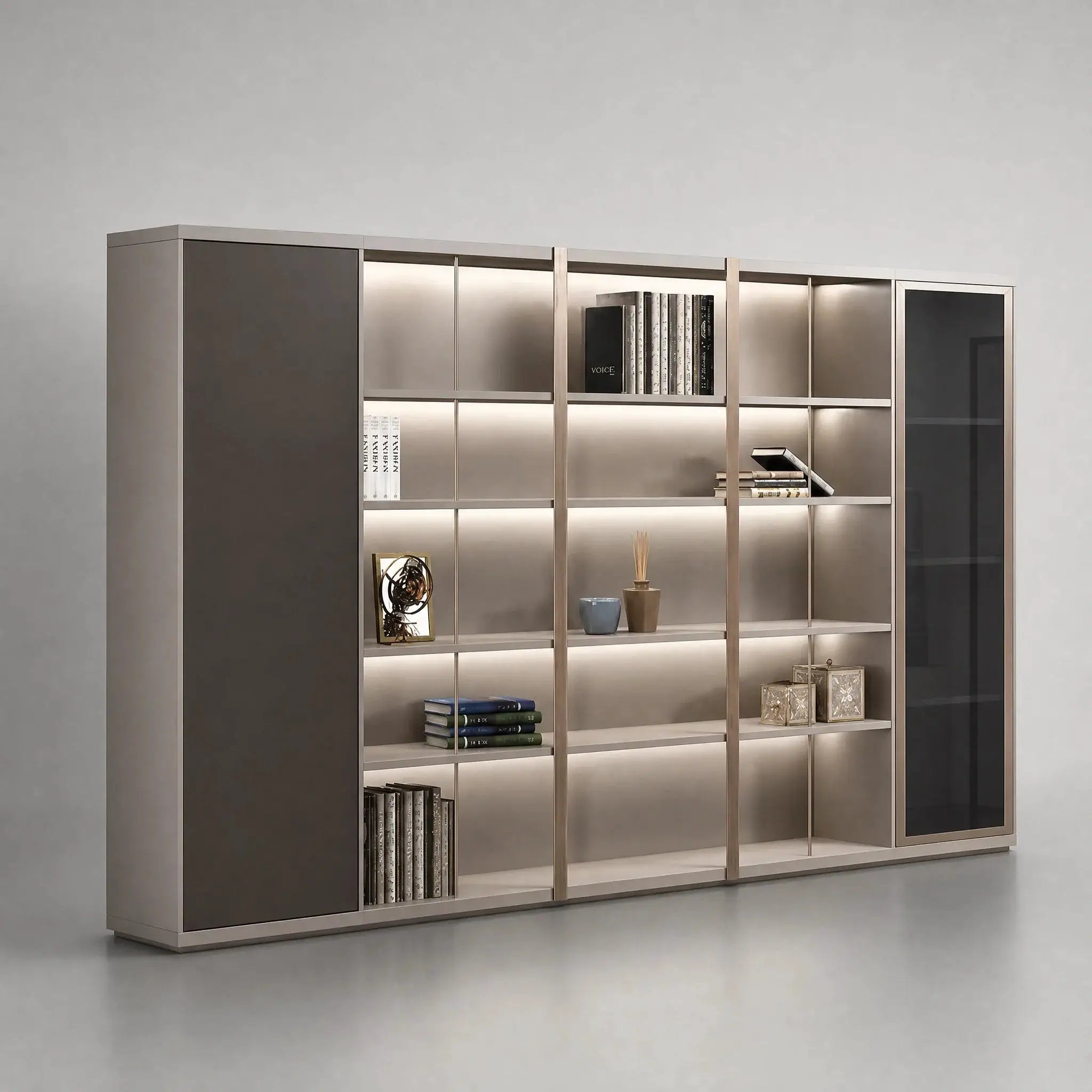 Langford · Office Shelves w/ Lighting & Wardrobe Storage by Arc Grove