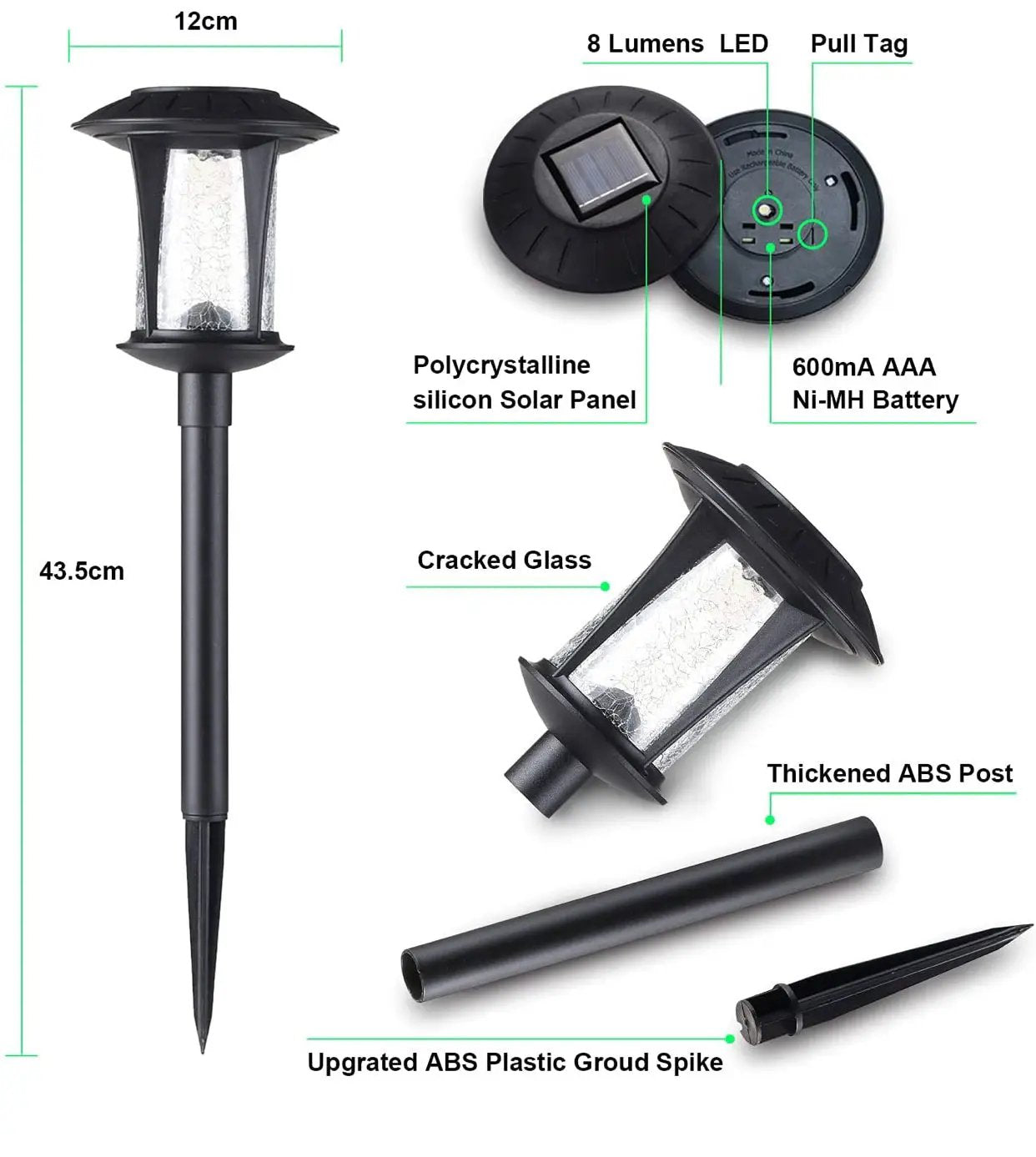 LANSGARINE Solar LED lights Outdoor Garden Stakes(Glass) (12-Pack) by Outdoor Solar Outlet