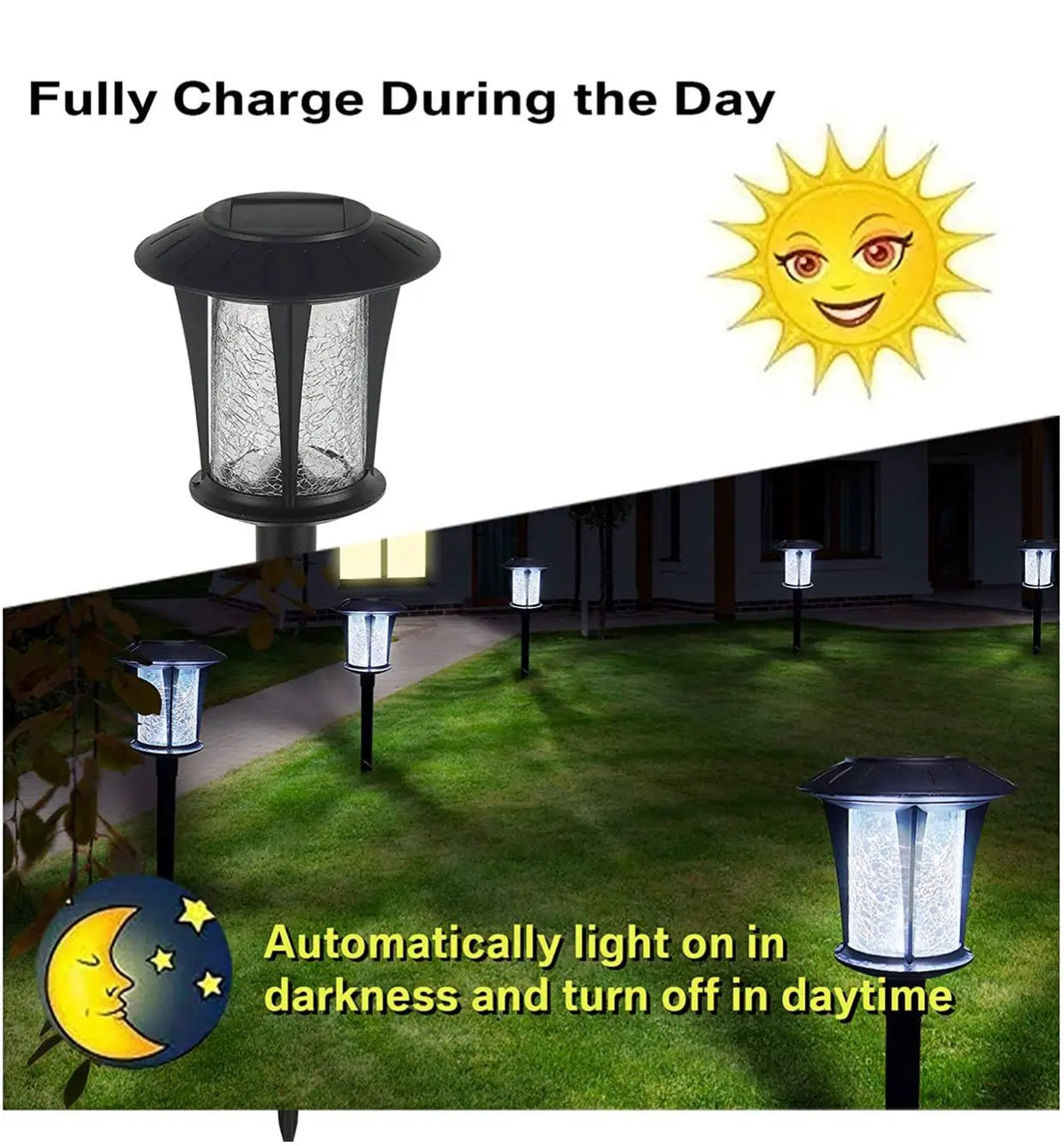 LANSGARINE Solar LED lights Outdoor Garden Stakes(Glass) (12-Pack) by Outdoor Solar Outlet
