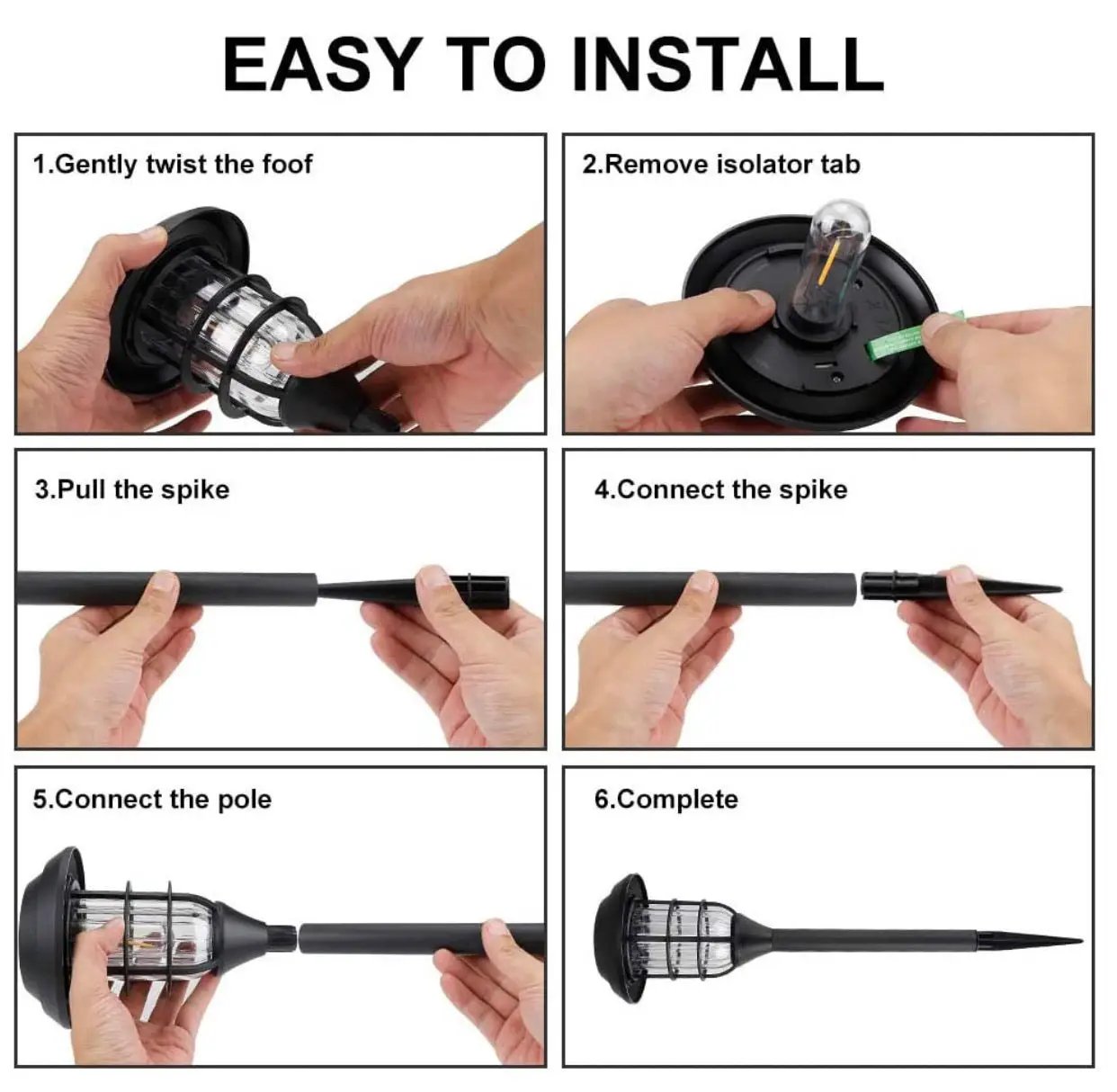 LANSGARINE Solar Pathway Lights Outdoor 8 Pack by Outdoor Solar Outlet