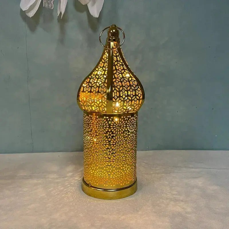 Lantern - LED Gold Wrought Iron by House Of Avana