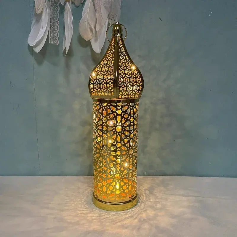 Lantern - LED Gold Wrought Iron by House Of Avana