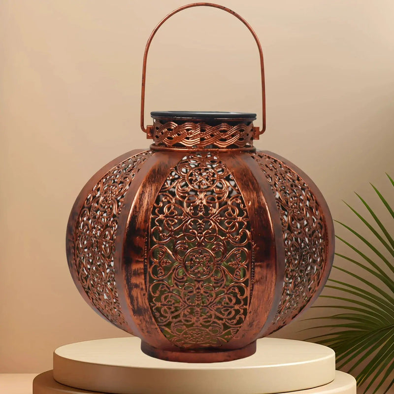 Lantern - Solar Iron Moroccan Large by House Of Avana