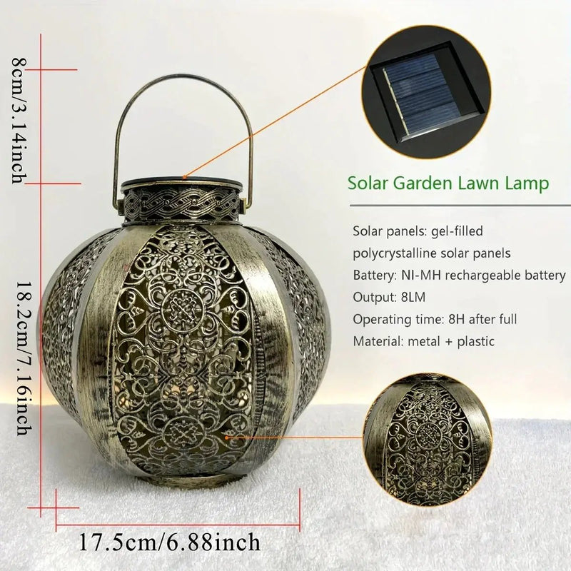 Lantern - Solar Iron Moroccan Large by House Of Avana