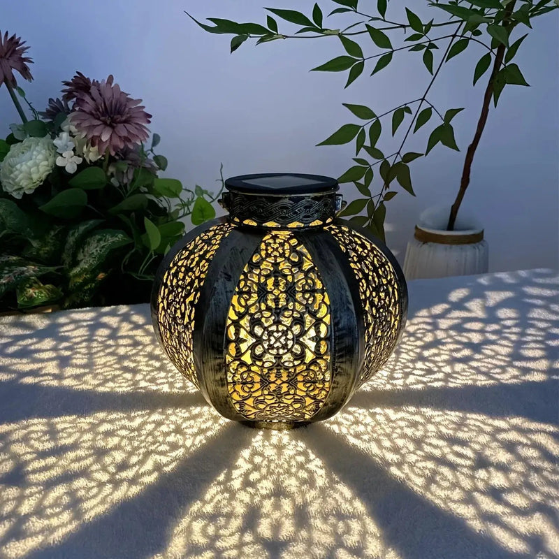 Lantern - Solar Iron Moroccan Large by House Of Avana
