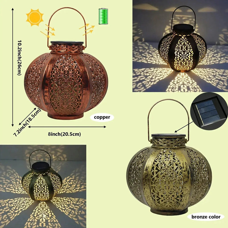 Lantern - Solar Iron Moroccan Large by House Of Avana
