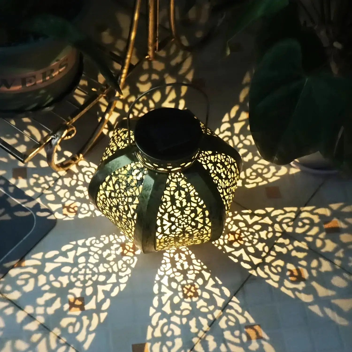 Lantern - Solar Iron Moroccan Large by House Of Avana