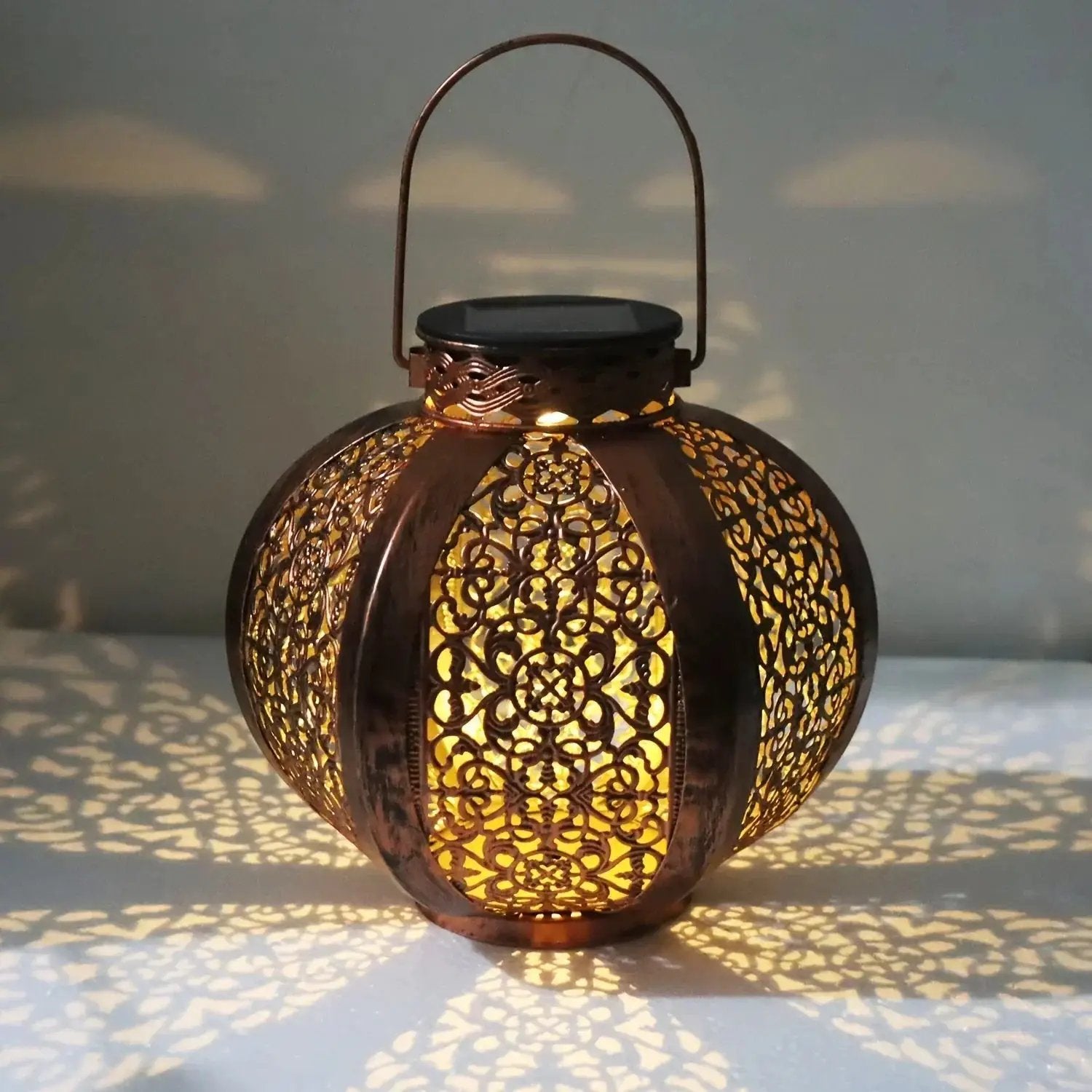 Lantern - Solar Iron Moroccan Large by House Of Avana