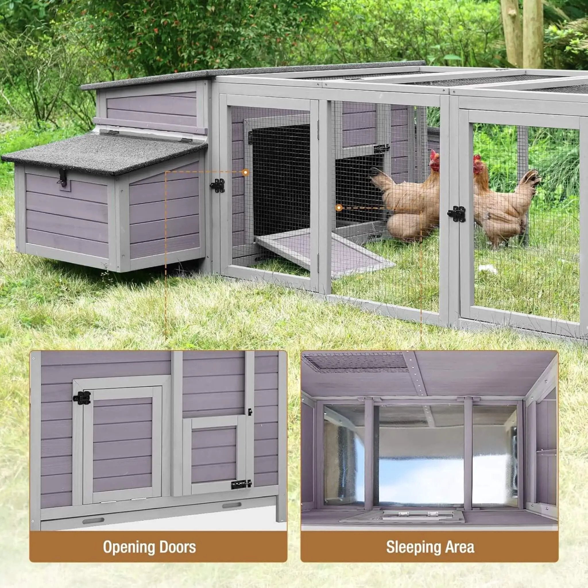 Large 103-Inch Outdoor Chicken Coop House With Run And Nesting Box [4-6 Chickens] (SAK53194) by SAKSBY WHOLESALE