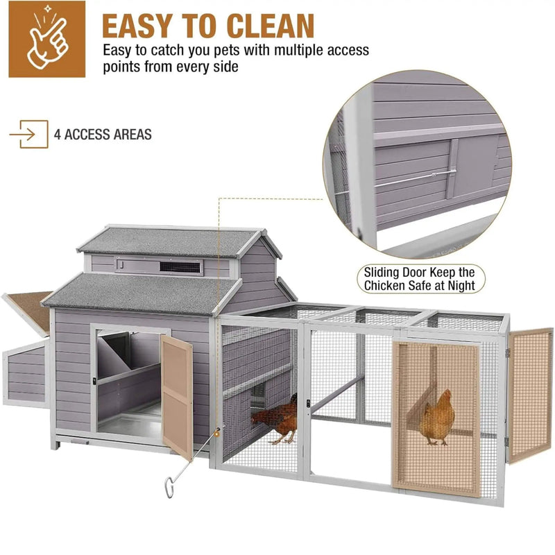 Large 115-Inch Portable Chicken Coop With Run And Nesting Boxes [8-10 Chickens] (SAK18263) by SAKSBY WHOLESALE