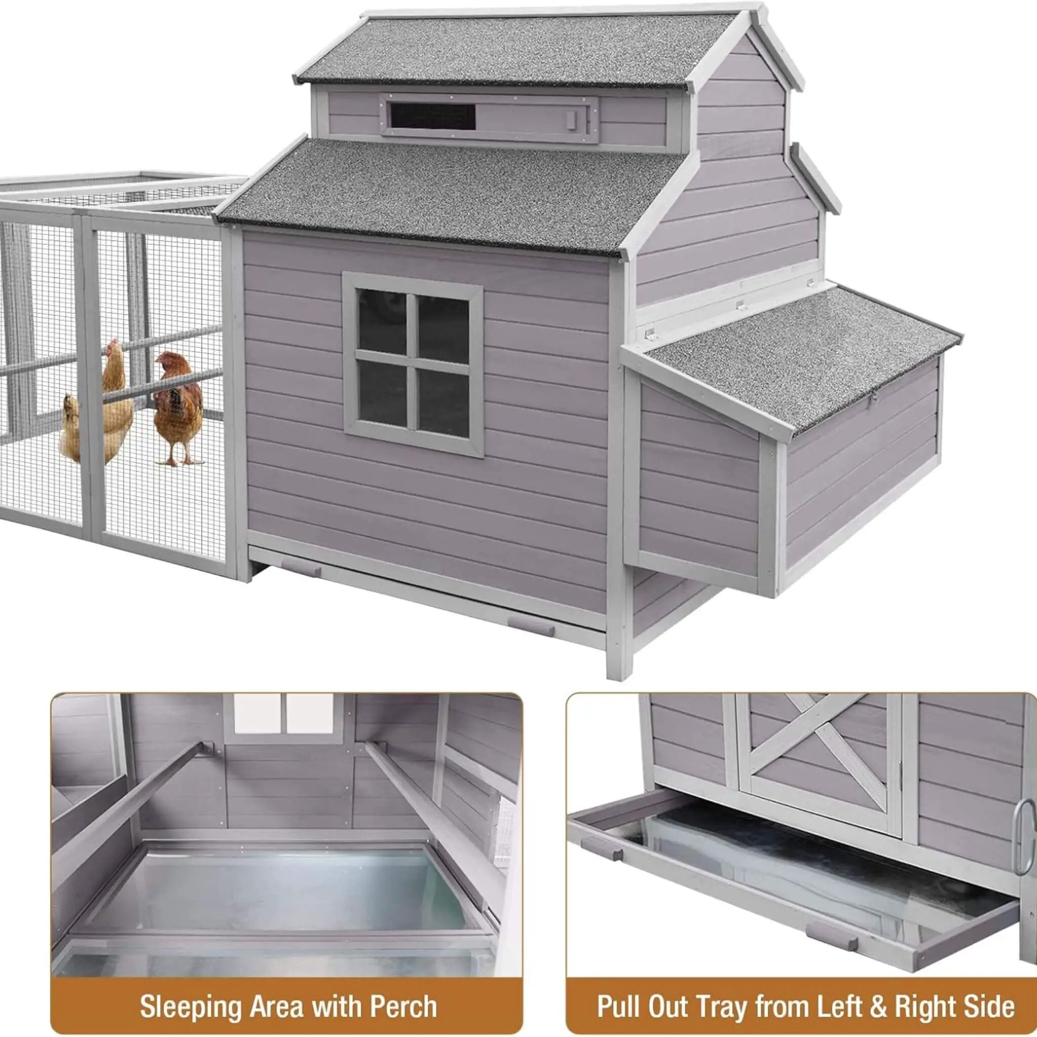 Large 115-Inch Portable Chicken Coop With Run And Nesting Boxes [8-10 Chickens] (SAK18263) by SAKSBY WHOLESALE