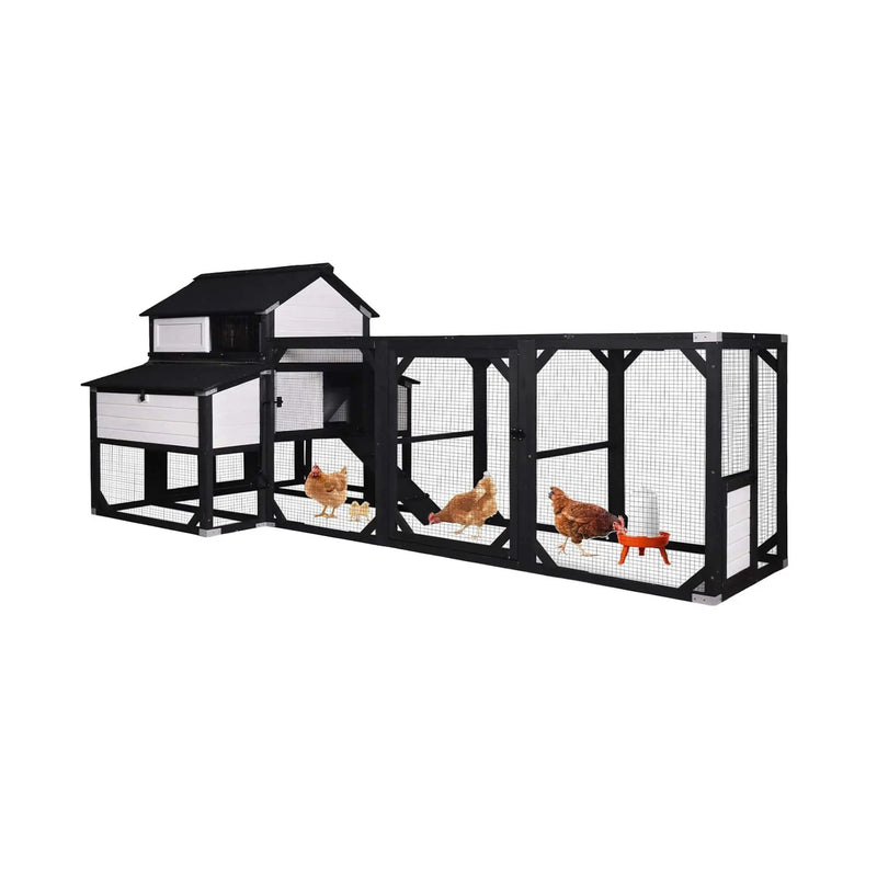 Large 118-Inch Outdoor Wooden Chicken Coop With Extended Run And 6 Nesting Boxes [8-10 Chickens] (SAK63940) by SAKSBY WHOLESALE
