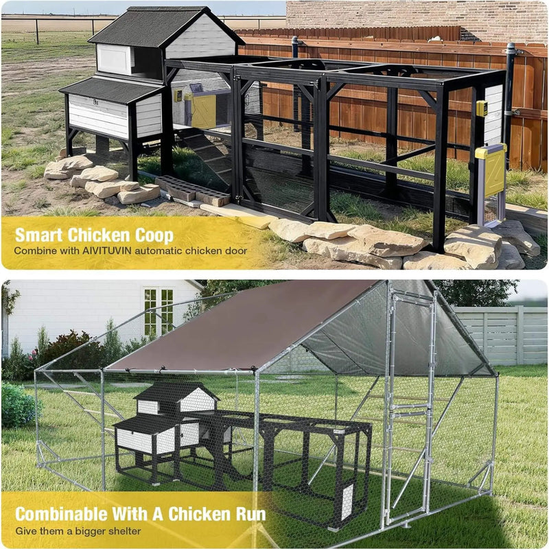 Large 118-Inch Outdoor Wooden Chicken Coop With Extended Run And 6 Nesting Boxes [8-10 Chickens] (SAK63940) by SAKSBY WHOLESALE