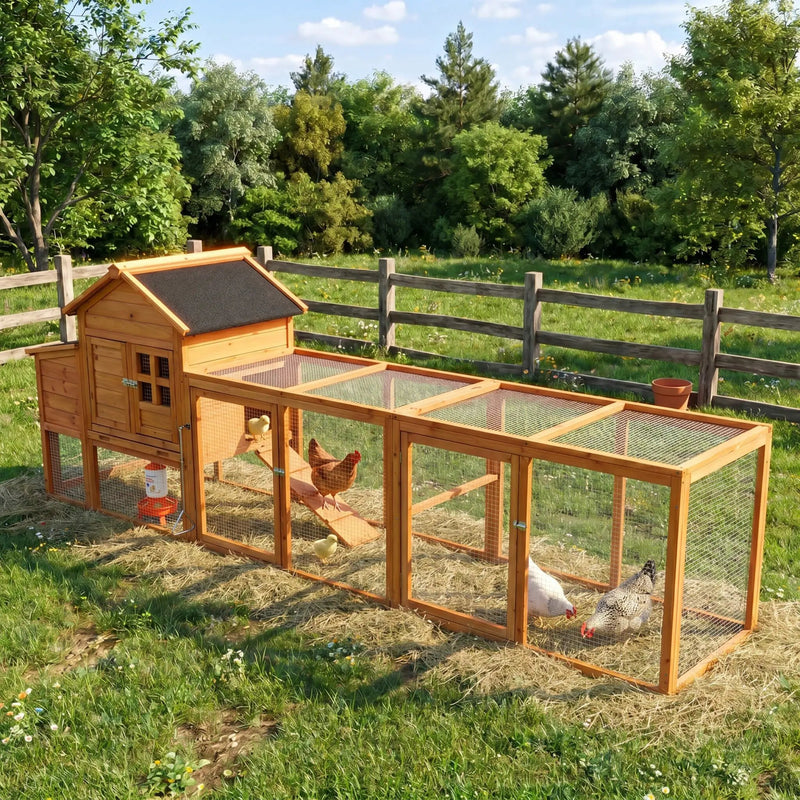 Large 122-Inch Chicken Coop With Run, Nest Box & Removable Tray For 4-6 Hens (SAK19542) by SAKSBY WHOLESALE
