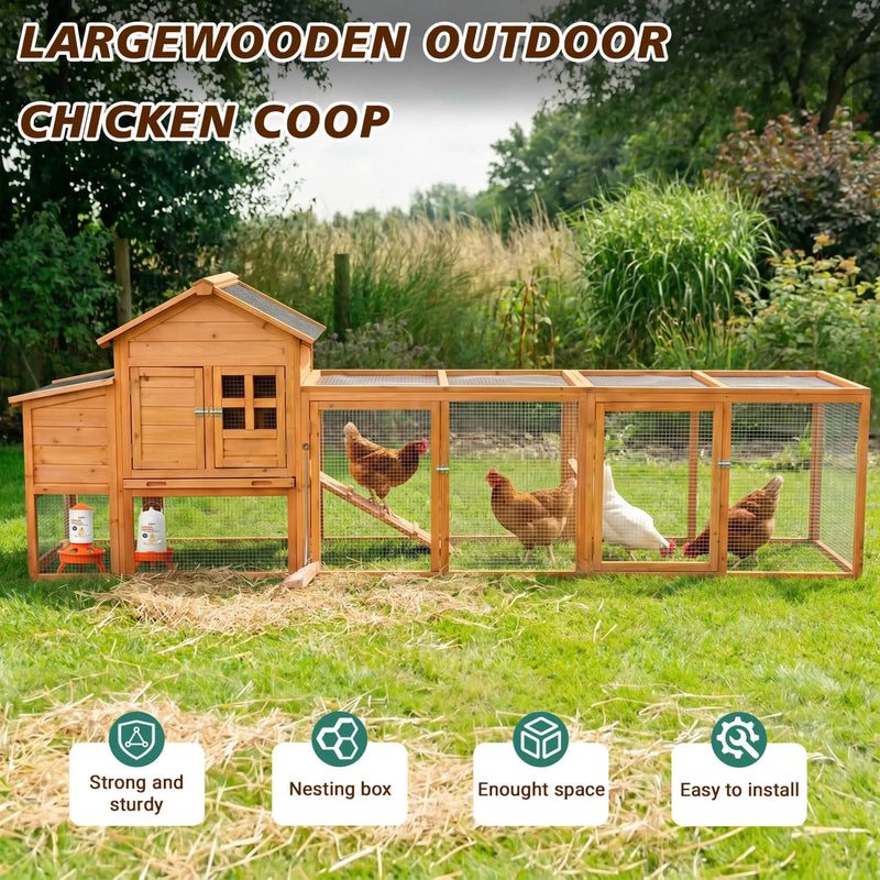 Large 122-Inch Chicken Coop With Run, Nest Box & Removable Tray For 4-6 Hens (SAK19542) by SAKSBY WHOLESALE