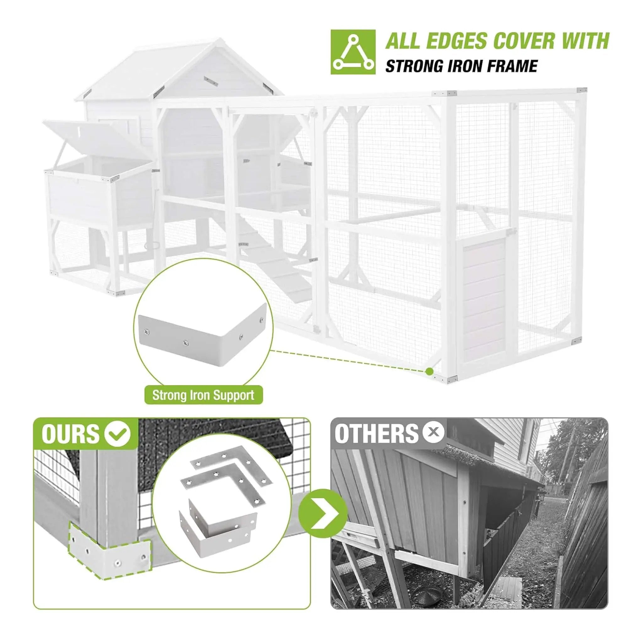 Large 137-Inch Wooden Chicken Coop With Run And 6 Nesting Boxes [10-15 Chickens] (SAK96430) by SAKSBY WHOLESALE