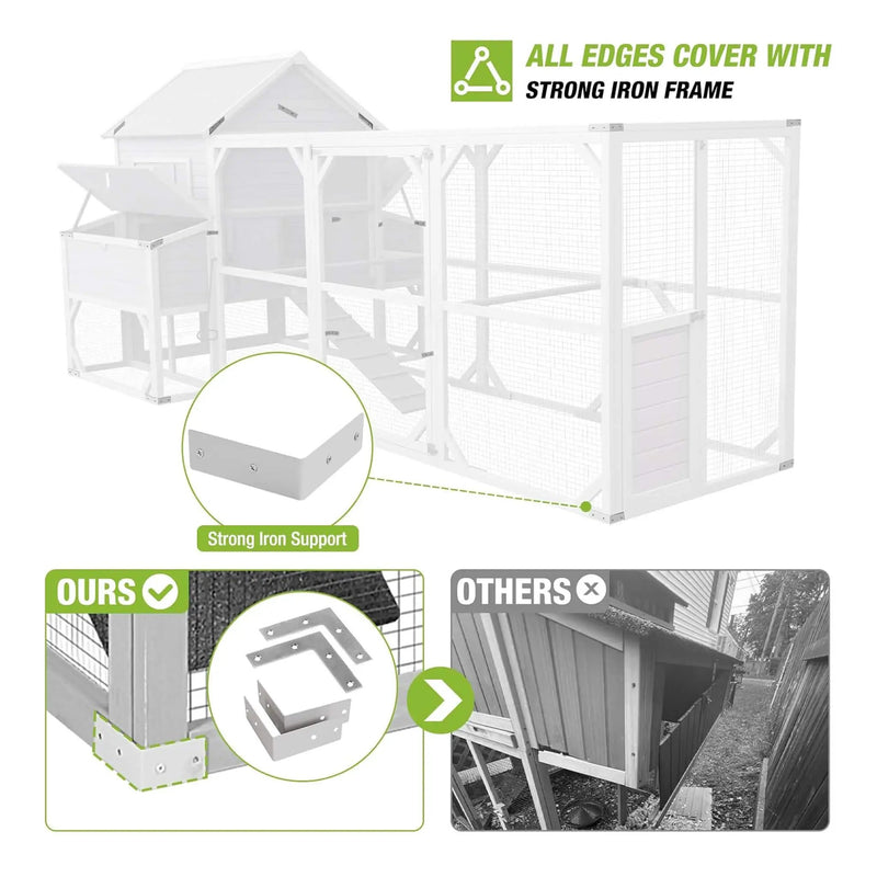 Large 137-Inch Wooden Chicken Coop With Run And 6 Nesting Boxes [10-15 Chickens] (SAK96430) by SAKSBY WHOLESALE