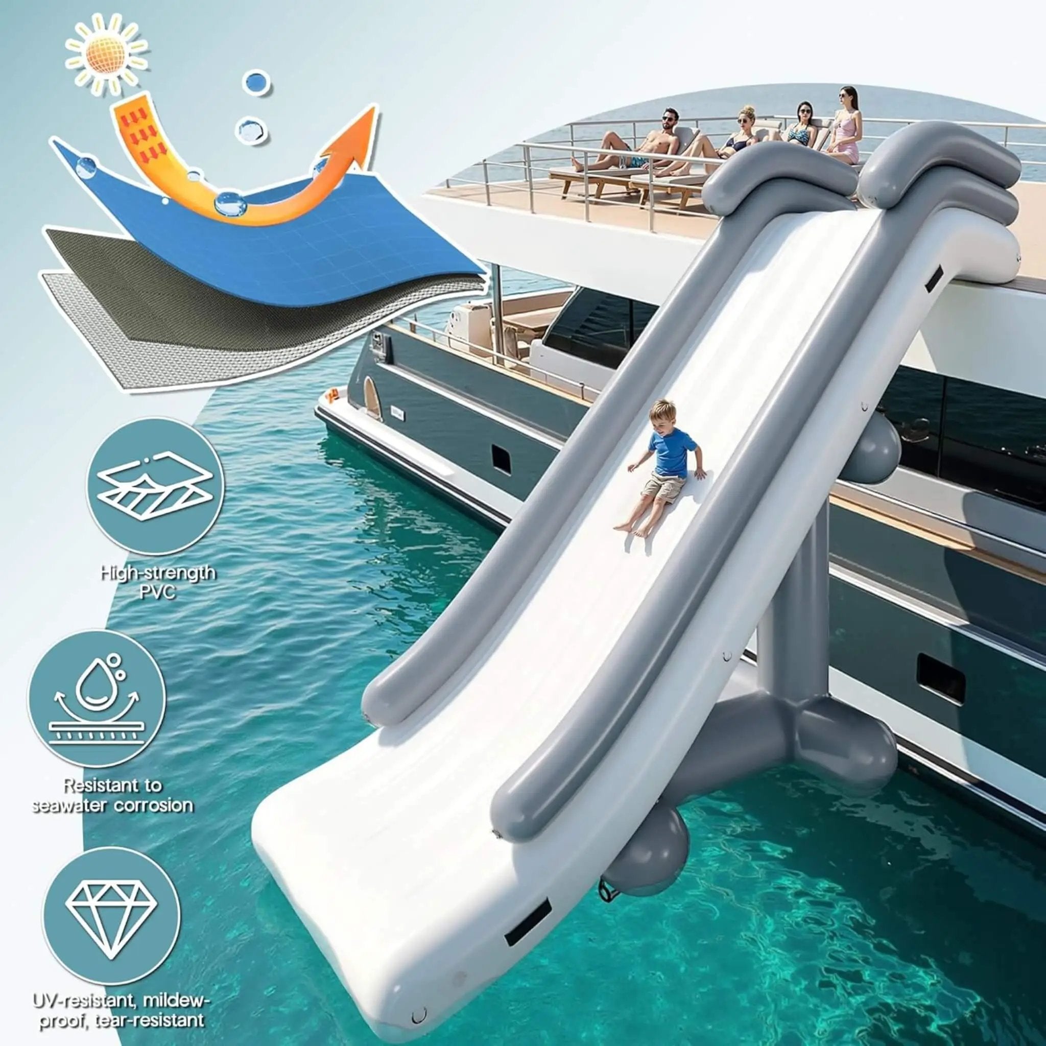 Large 16FT Commercial Inflatable Yacht Water Slide With Pump (SAK48172) by SAKSBY WHOLESALE
