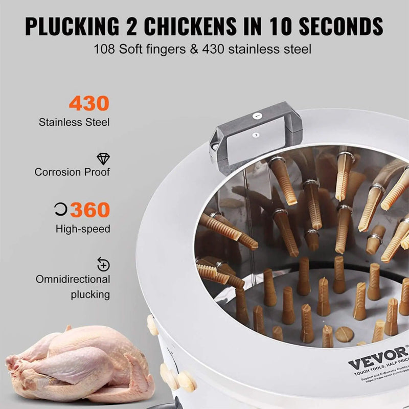 Large 20-Inch Heavy-Duty Chicken Defeathering Plucker Machine (SAK35879) by SAKSBY WHOLESALE