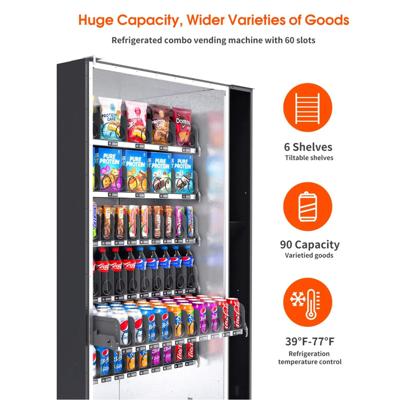 Large 60-Slot Commercial Snack And Drink Refrigerated Combo Vending Machine (SAK58735) by SAKSBY WHOLESALE