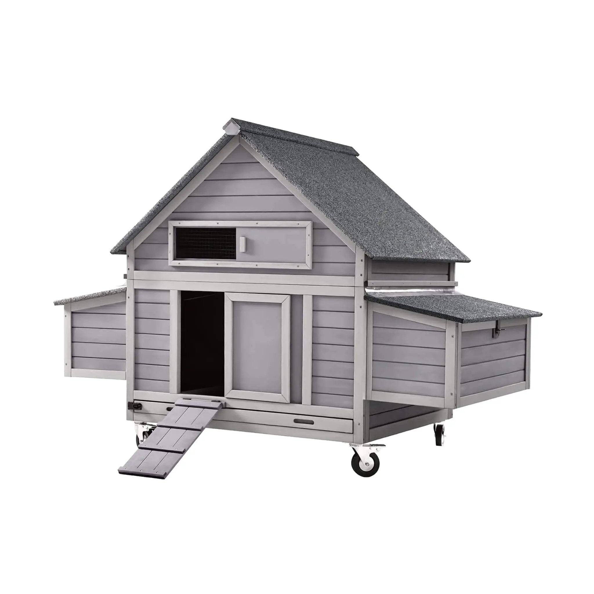 Large 63-Inch Movable Wooden Hen House With Wheels And Nesting Box (SAK50791) by SAKSBY WHOLESALE