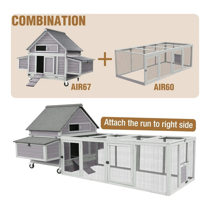 Large 63-Inch Movable Wooden Hen House With Wheels And Nesting Box (SAK50791) by SAKSBY WHOLESALE