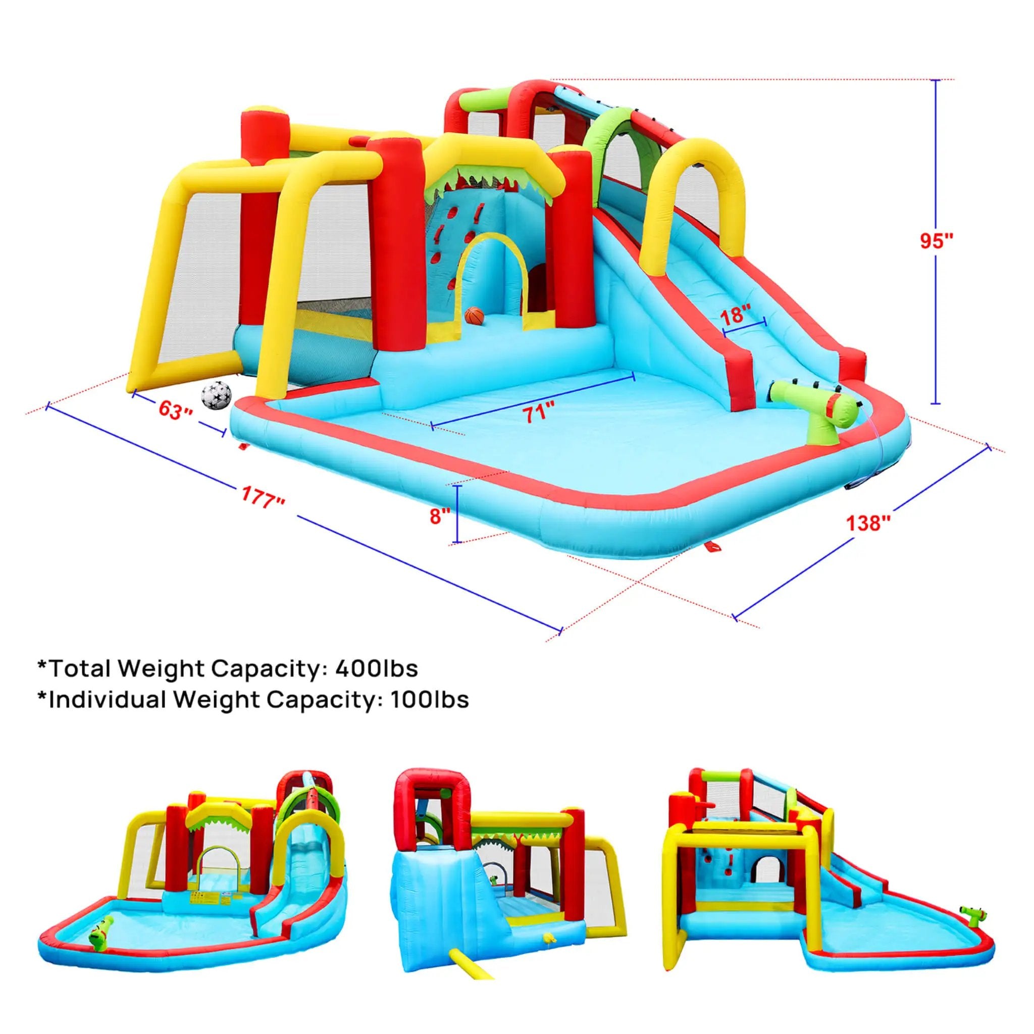 Large 7-In-1 Inflatable Water Slide Bouncer Pool With Climbing Wall (SAK60841) by SAKSBY WHOLESALE