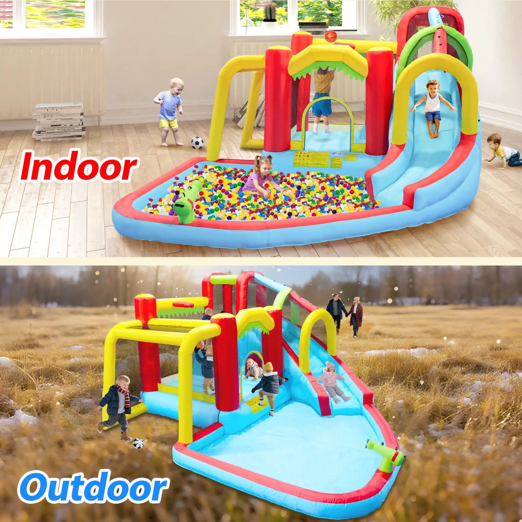 Large 7-In-1 Inflatable Water Slide Bouncer Pool With Climbing Wall (SAK60841) by SAKSBY WHOLESALE