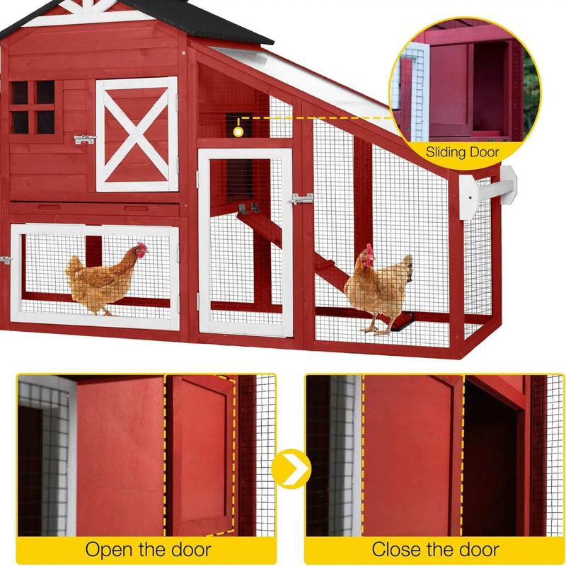 Large 73-Inch Portable Chicken Coop With Wheels And Nesting Box (SAK27495) by SAKSBY WHOLESALE