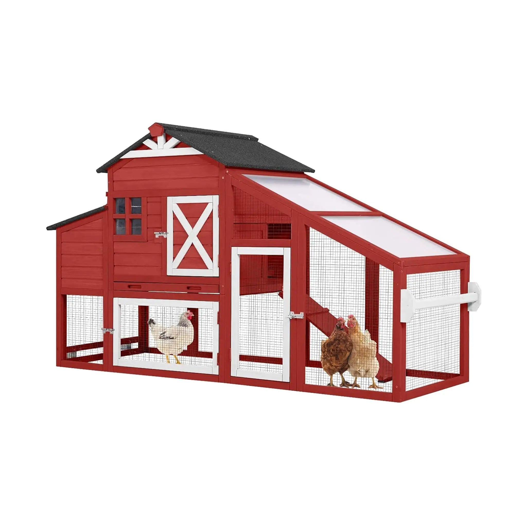 Large 73-Inch Portable Chicken Coop With Wheels And Nesting Box (SAK27495) by SAKSBY WHOLESALE